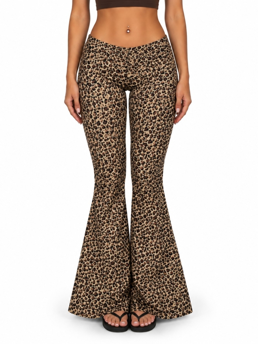 Leopard Print Flared Women's Pants - Women's Size, Medium.